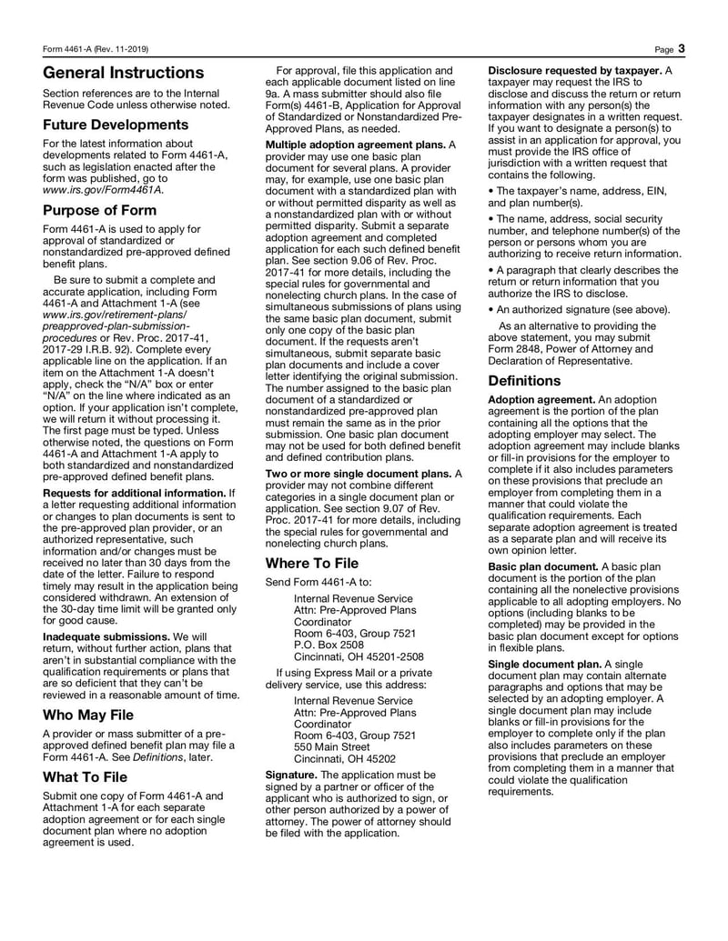 Large thumbnail of Form 4461-A - Nov 2019