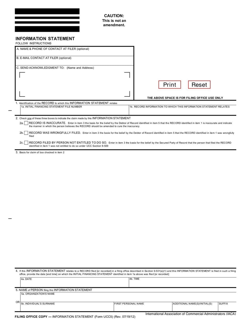 Large thumbnail of UCC-5 Instructions for Information Statement Form - Jul 2012