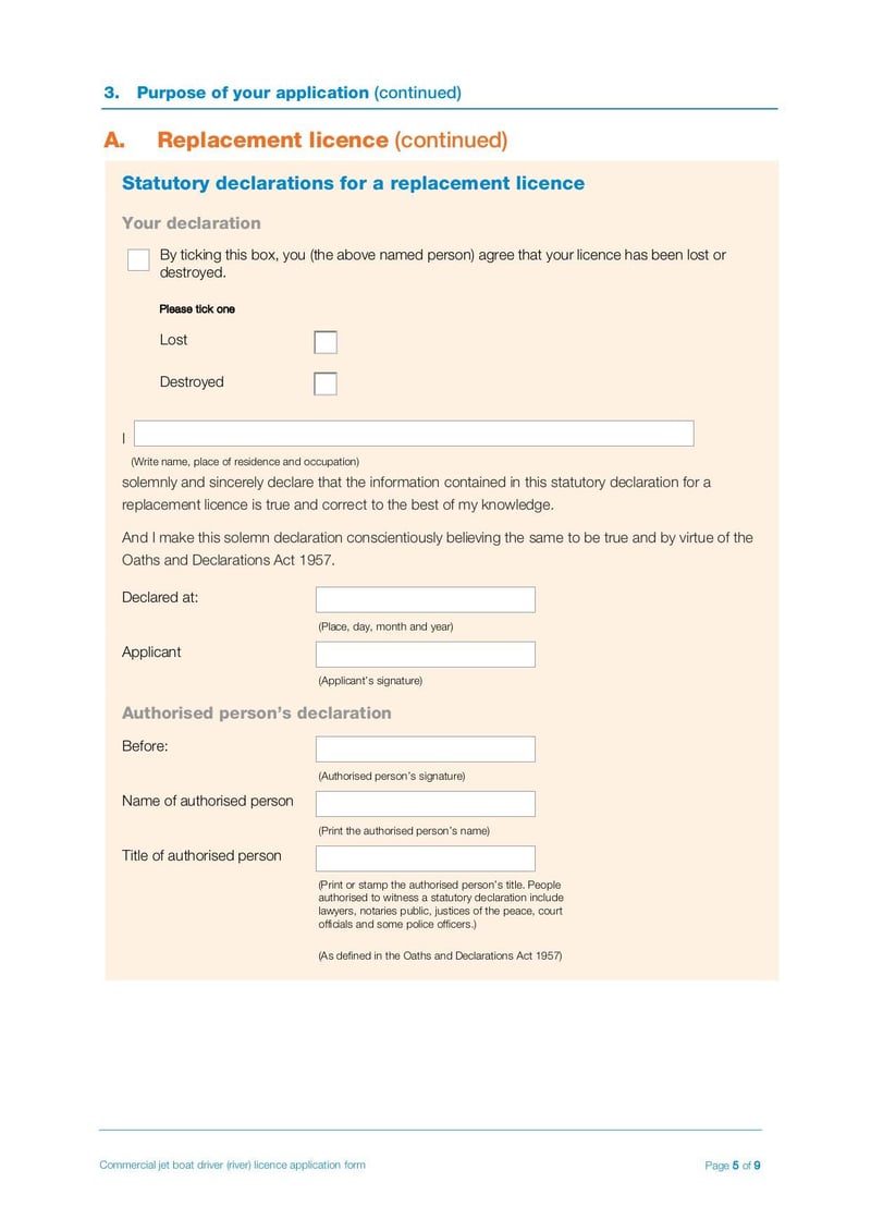 Large thumbnail of Commercial Jet Boat Driver (River) Licence Application Form - Jul 2019
