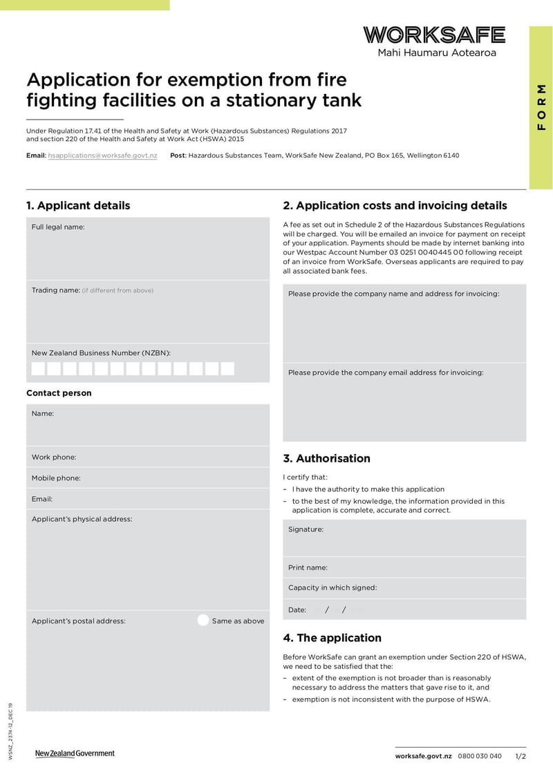 Large thumbnail of Application for Exemption from Fire Fighting Facilities on a Stationary Tank - Dec 2019