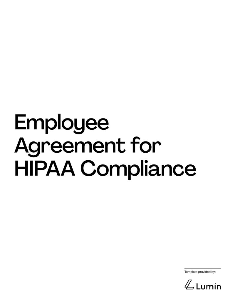 Employee HIPAA Compliance Form acknowledging responsibilities for PHI privacy, security and breach reporting