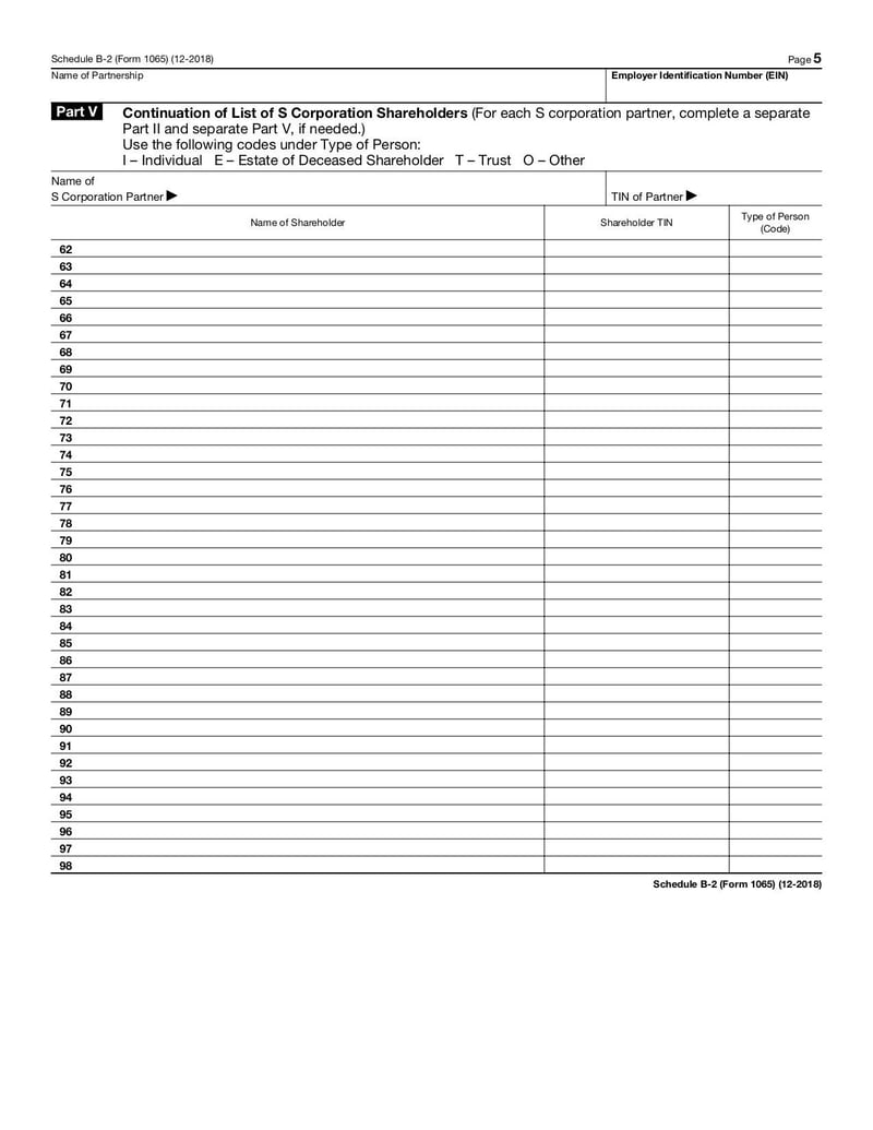 Large thumbnail of Schedule B-2 (Form 1065) - Dec 2018