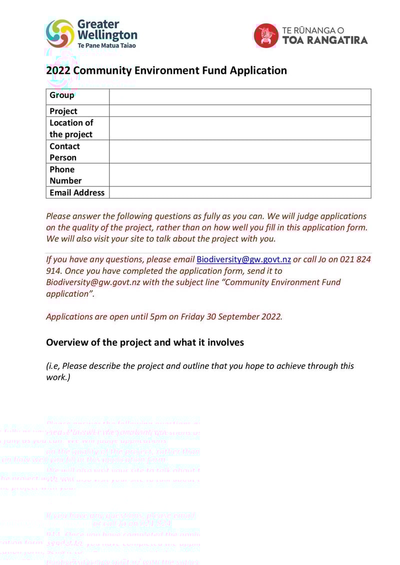 Large thumbnail of Community Environment Fund Application - Aug 2022