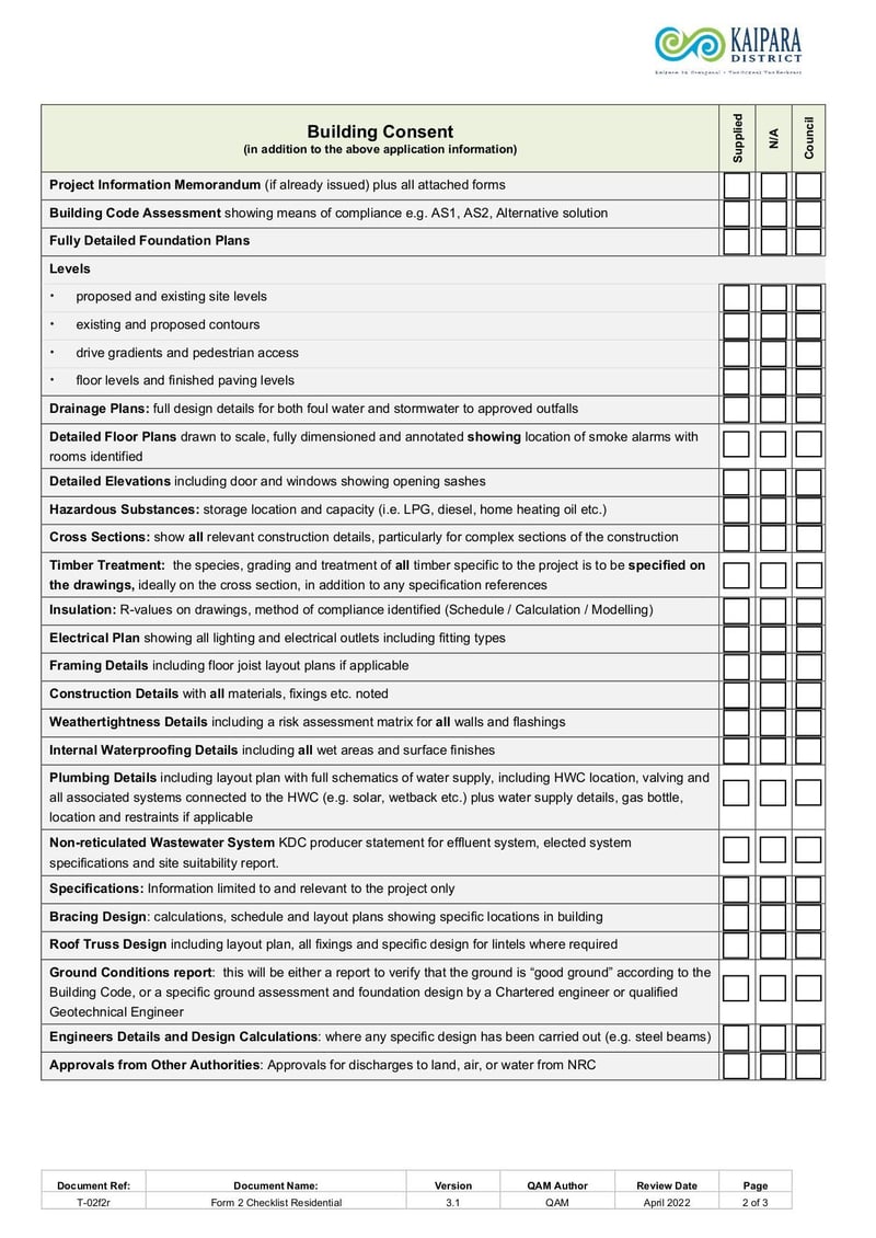 Large thumbnail of PF Form 2 (R) Residential Checklist - Apr 2022