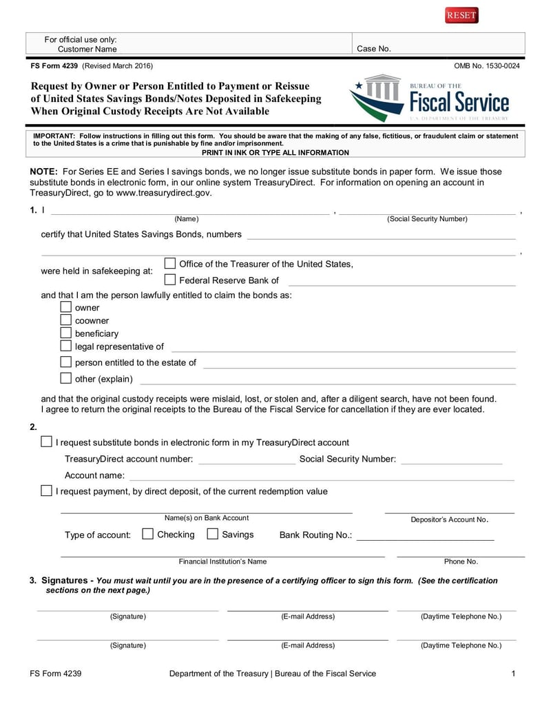 Large thumbnail of Request to Reissue United States Savings Bonds - Jun 2022