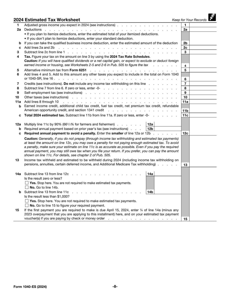 Large thumbnail of Form 1040-ES - Dec 2023