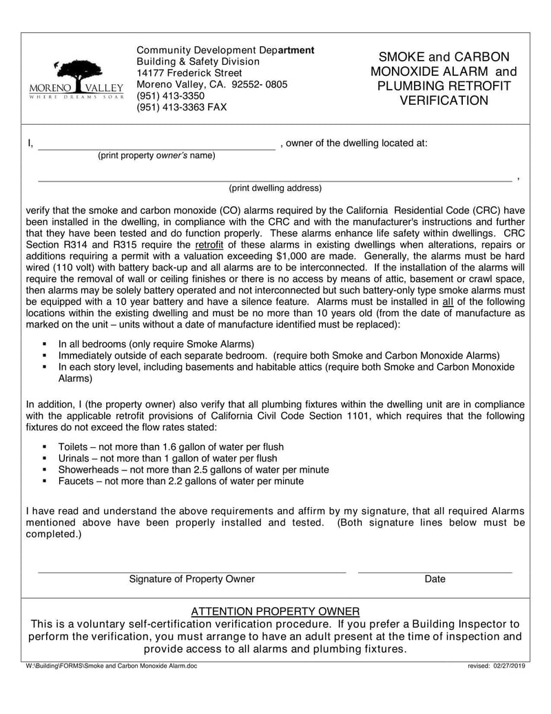 Large thumbnail of Moreno Valley Smoke and Carbon Monoxide Alarm and Plumbing Retrofit Verification