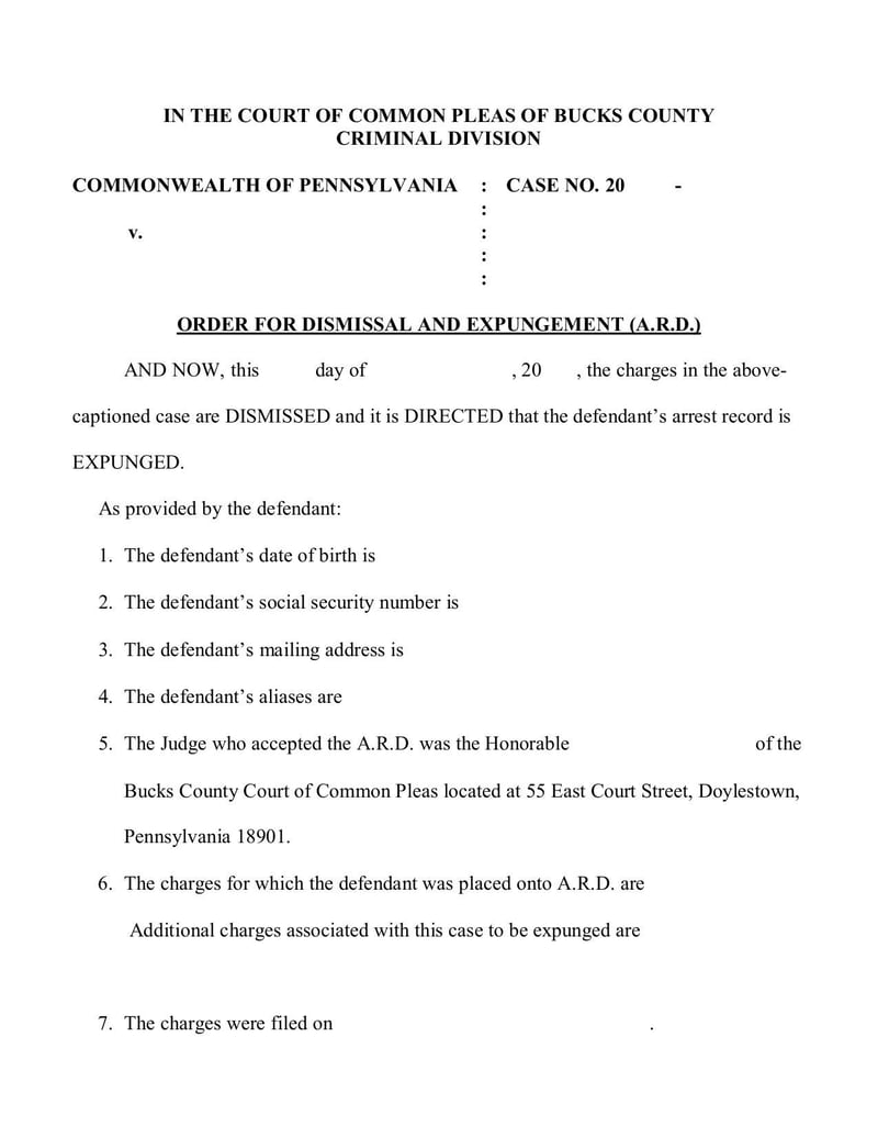 Large thumbnail of Motion for Dismissal and Expungement ARD Form - Apr 2013