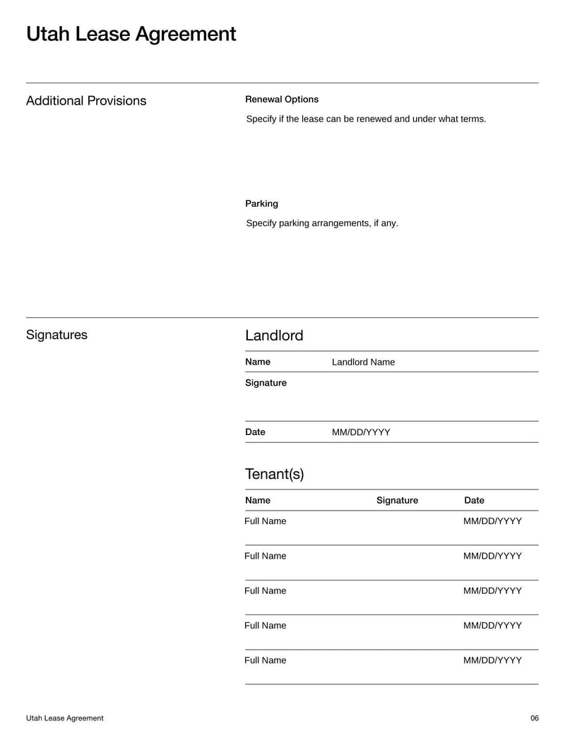 Large thumbnail of Utah Lease Agreement Template