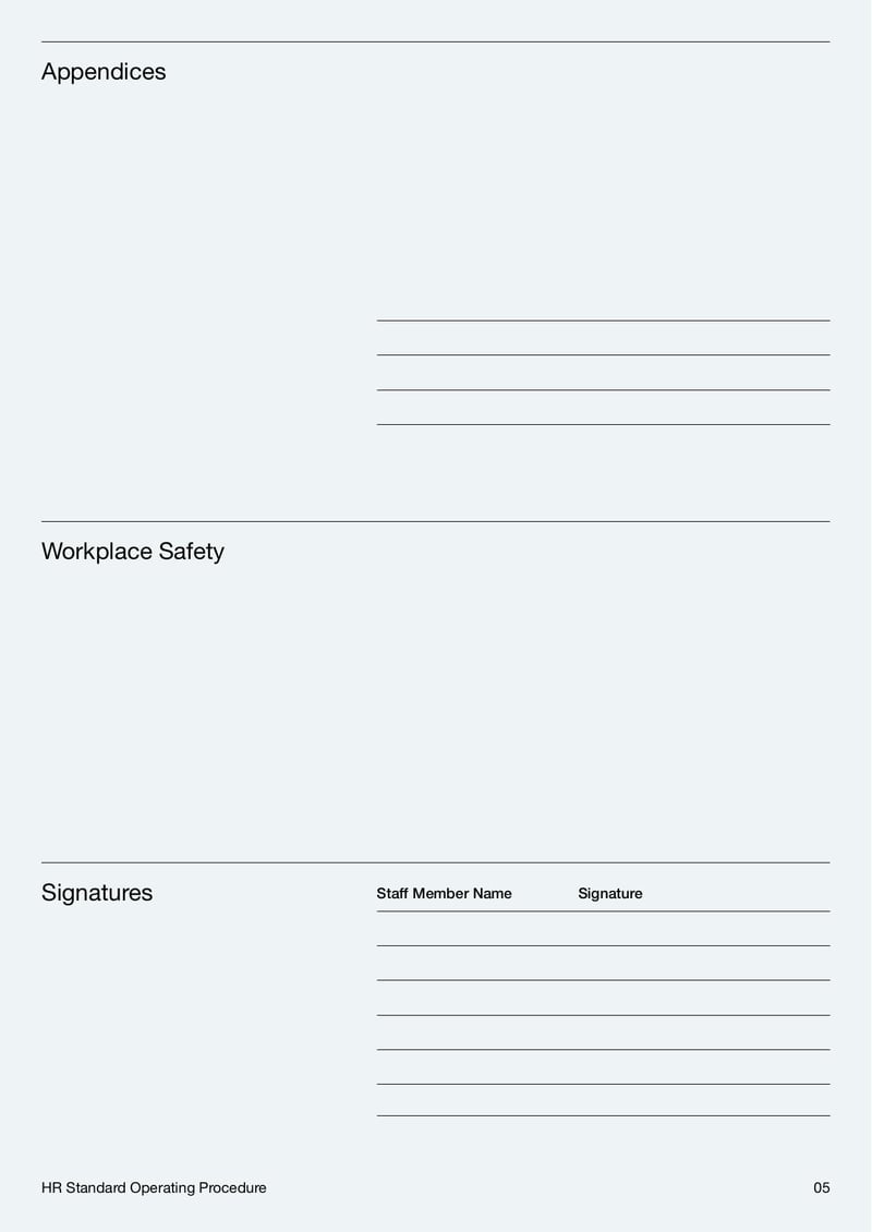 HR Standard Operating Procedure Template for establishing employee policies and procedures