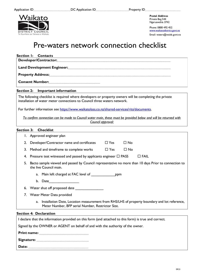 Large thumbnail of Application to Connect to Water Network - Sep 2021