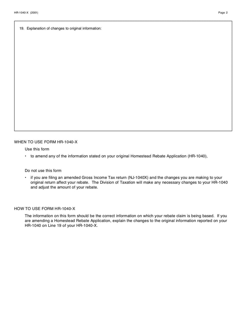 Large thumbnail of Form HR-1040-X - Apr 2007