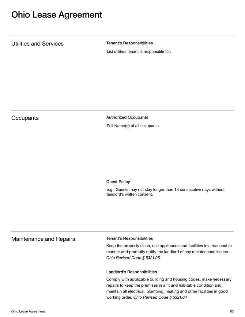 Large thumbnail of Ohio Lease Agreement Template