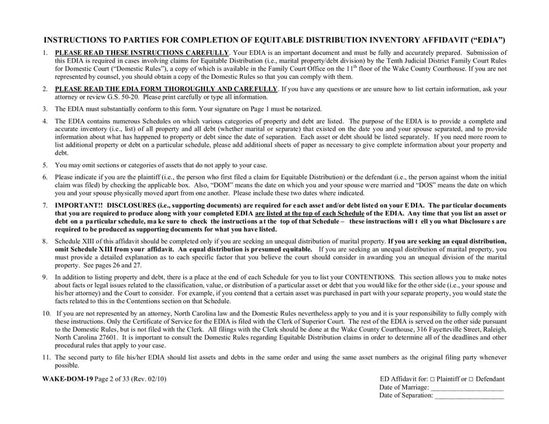 Large thumbnail of Equitable Distribution Inventory Affidavit - May 2010