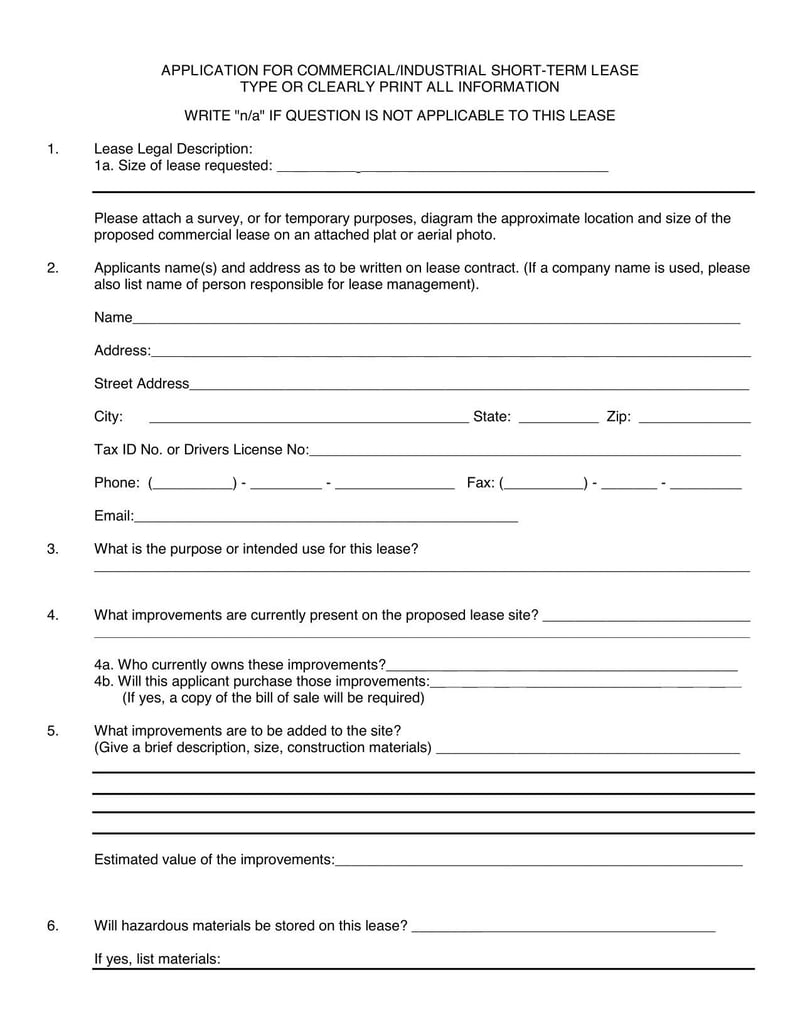 Large thumbnail of Oklahoma City Application for Commercial/Industrial Short-Term Lease