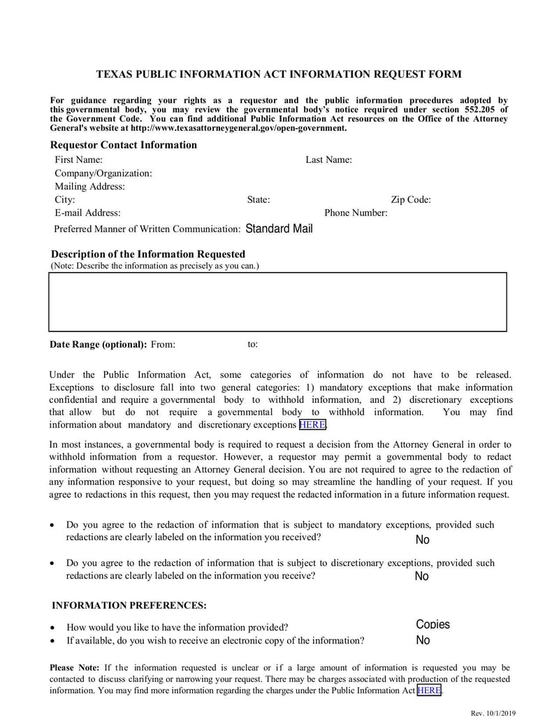 Large thumbnail of Public Information Request Form - Oct 2019