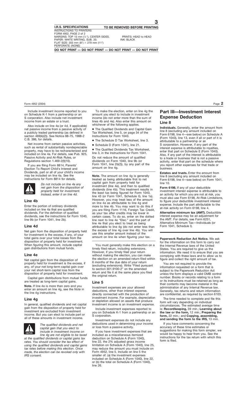 Large thumbnail of Form 4952 - Jan 2004