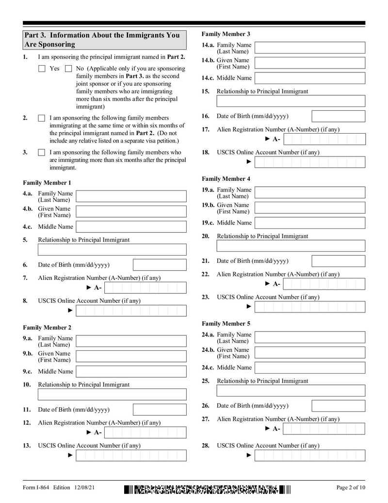 Large thumbnail of Form I-864 - Aug 2021
