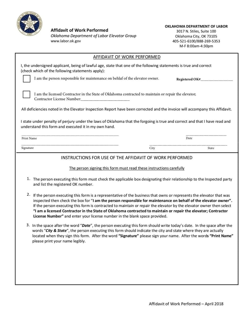 Thumbnail of Affidavit of Work Performed - Feb 2021 - page 0