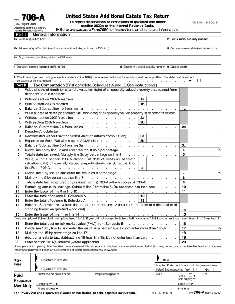 Large thumbnail of Form 706-A - Aug 2019