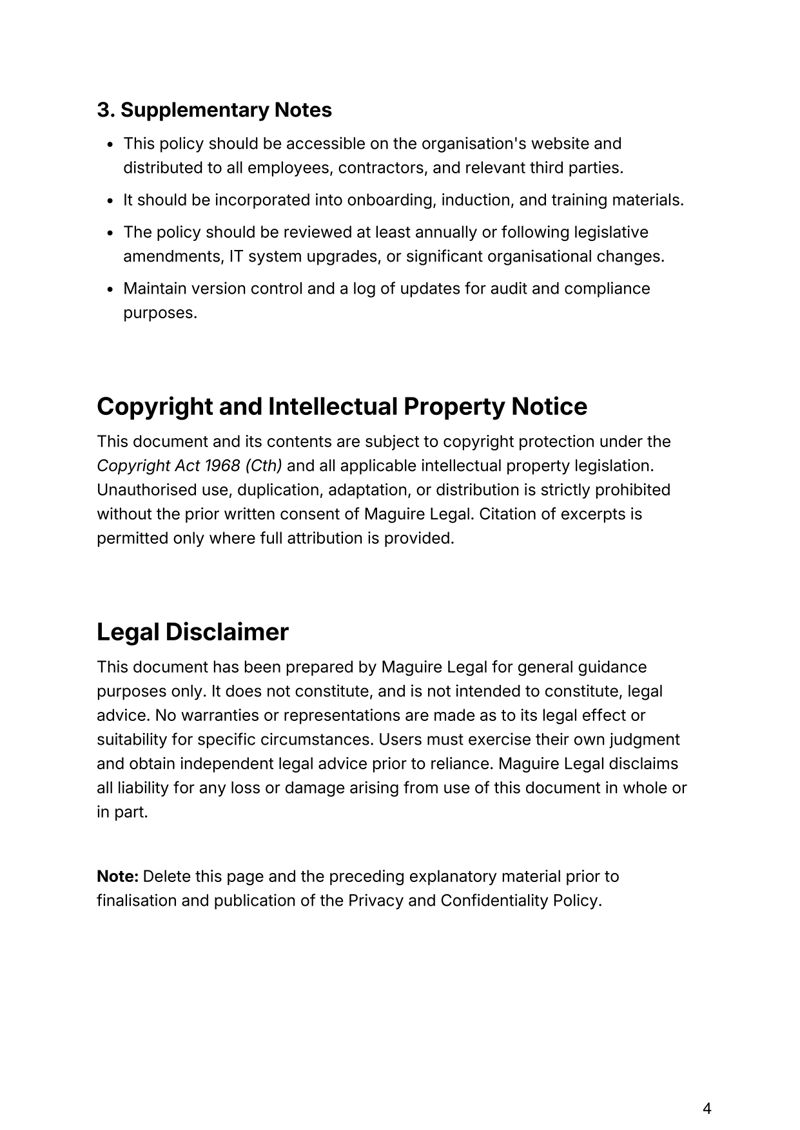 Privacy and Confidentiality Policy for Australian organizations ensuring compliance with the Privacy Act 1988 and confidentiality obligations