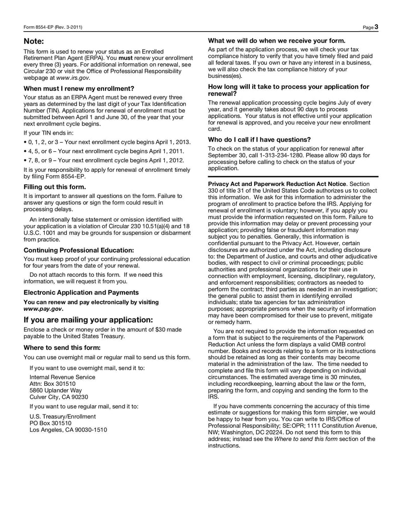 Large thumbnail of Form 8554-EP - Mar 2011