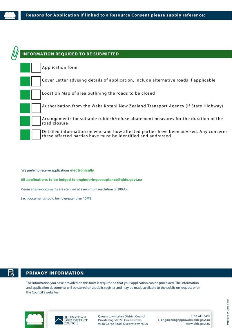 Large thumbnail of Temporary Road Closure Application Form - Oct 2021