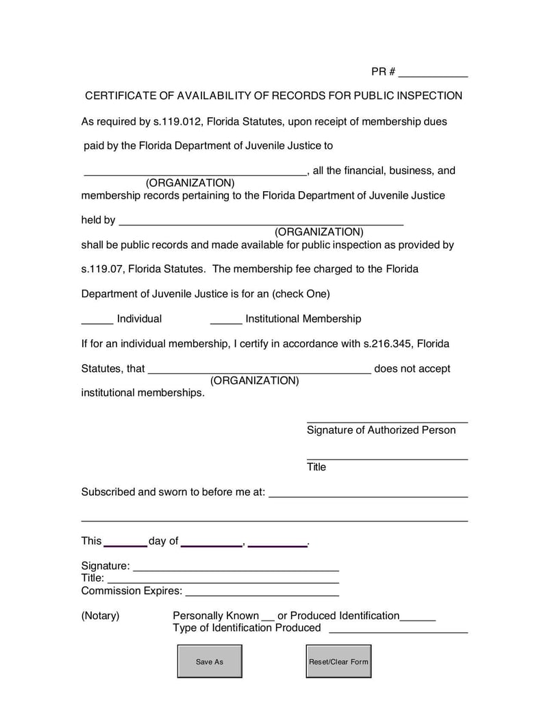 Large thumbnail of Certificate of Availability of Records for Public Inspection - Jun 2013