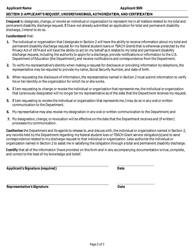 Large thumbnail of Applicant Representative Designation: Total and Permanent Disability - Feb 2017