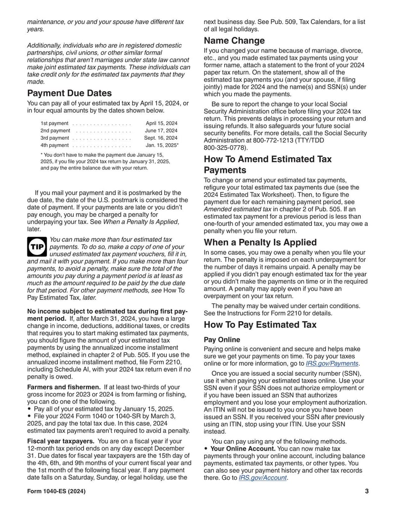 Large thumbnail of Form 1040-ES - Dec 2023