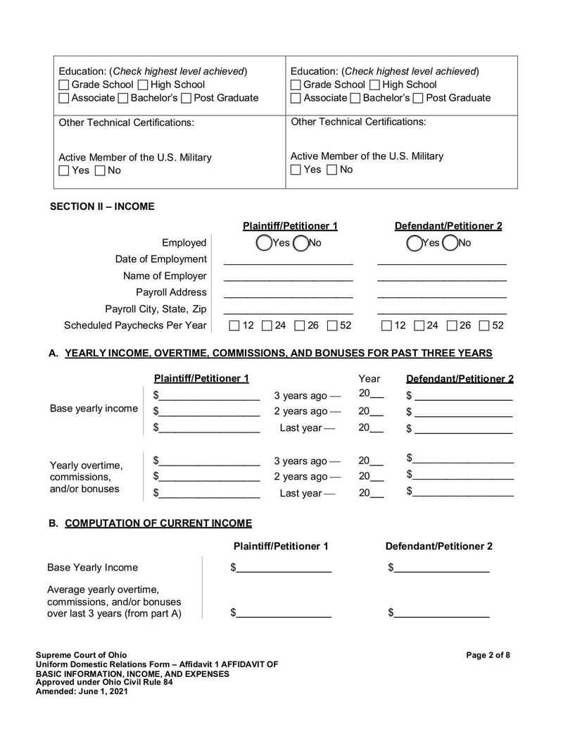 Large thumbnail of Affidavit 1 of Basic Information, Income, and Expenses - Jul 2021