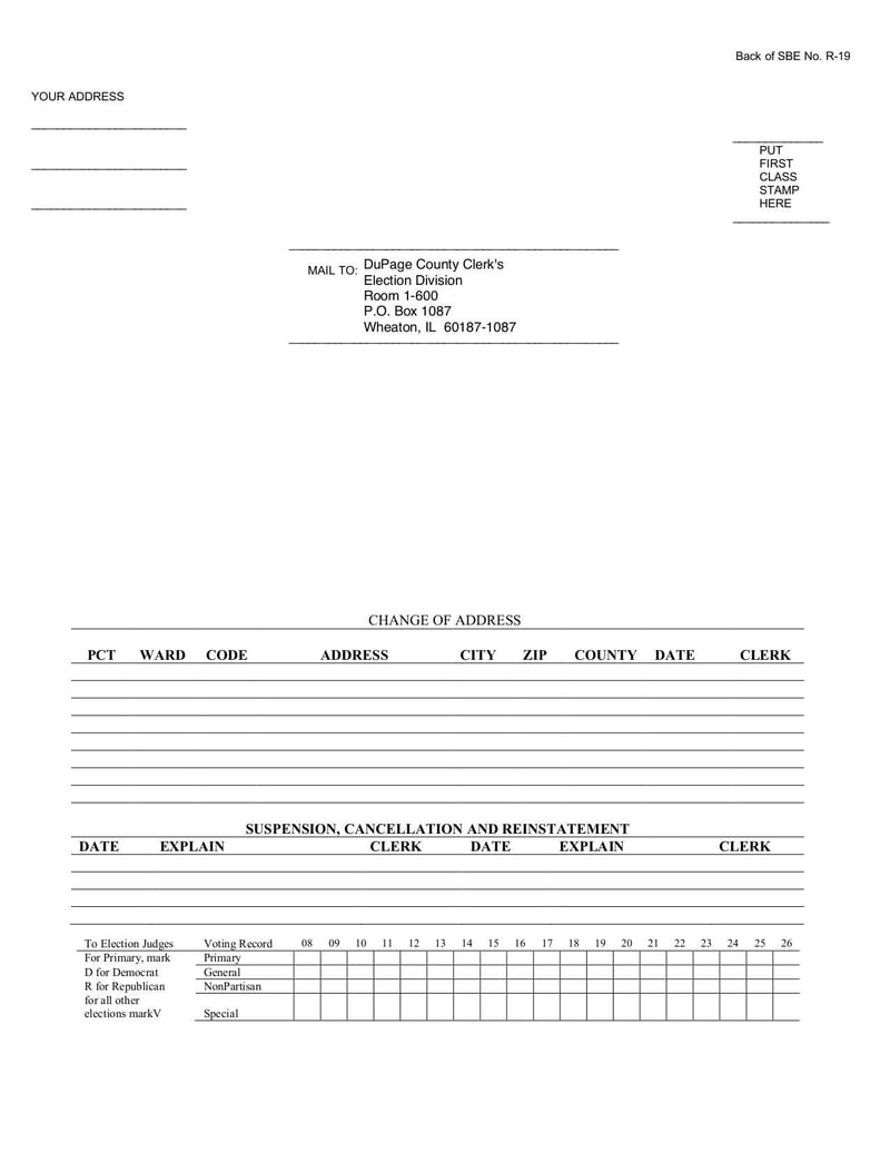 Large thumbnail of Illinois Voter Registration Application Form - Feb 2019