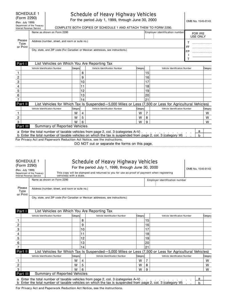 Large thumbnail of Form 2290 - Jul 1999