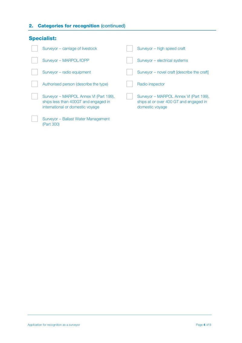 Thumbnail of Application New or Renewal of Recognition as a Surveyor MNZ Form - Jan 2023 - page 3