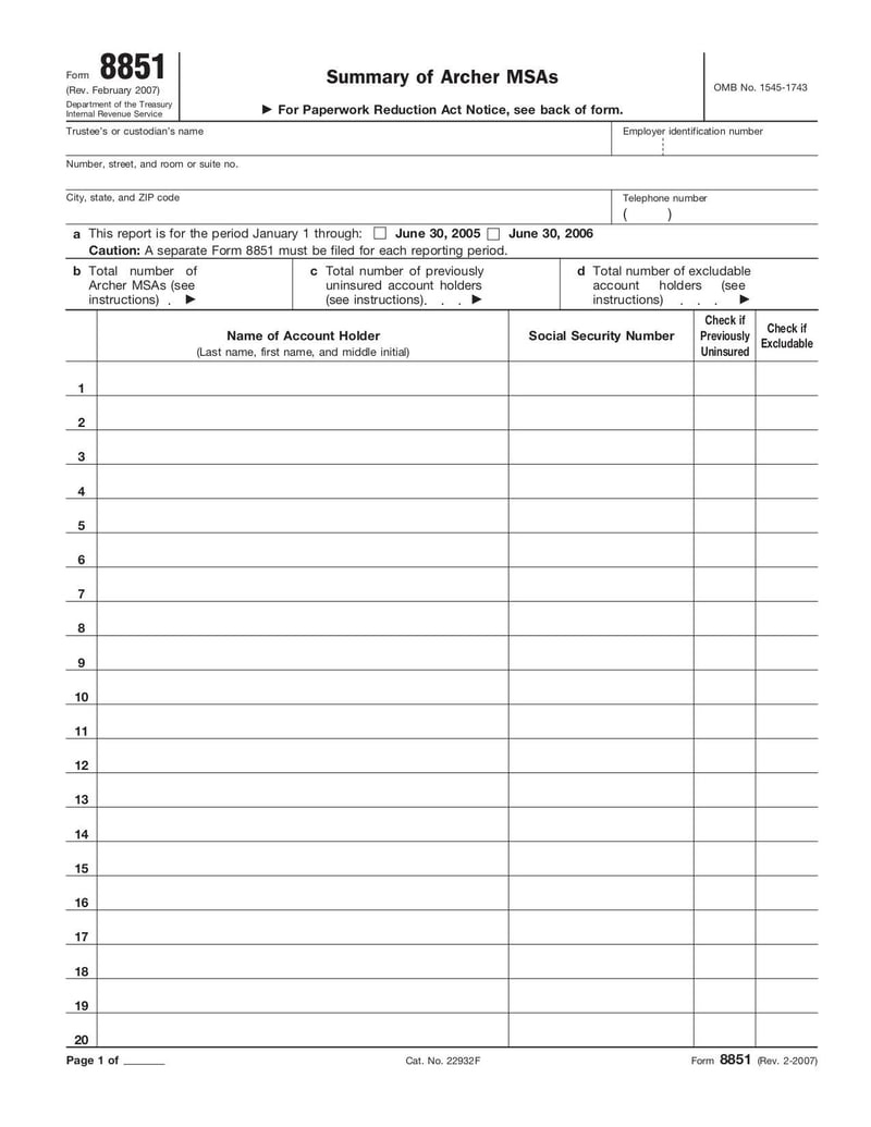 Large thumbnail of Form 8851 - Feb 2007
