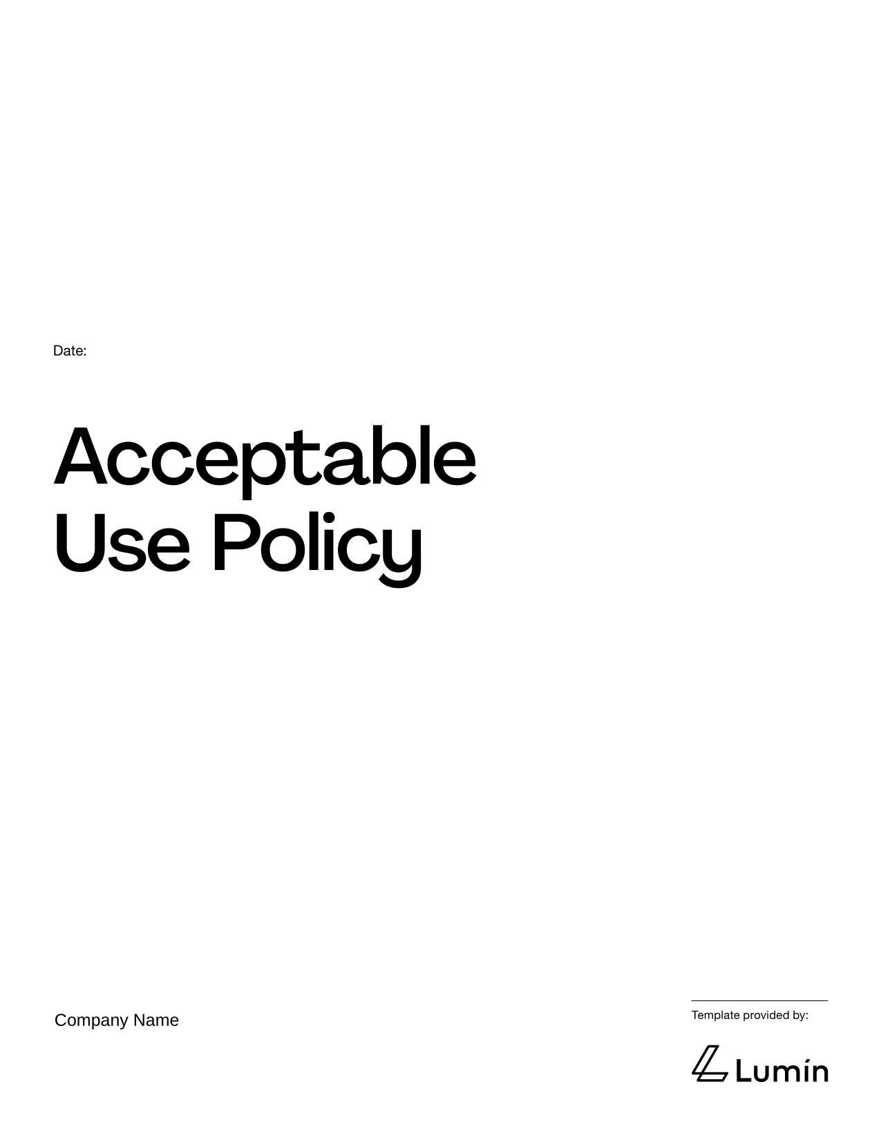 Acceptable Use Policy Template | Fill and sign with Lumin