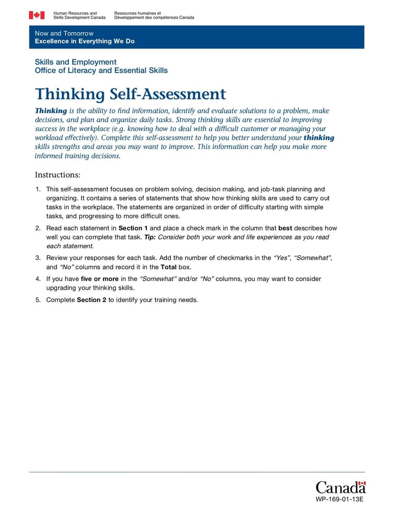 Thumbnail of WP-169 Thinking Self-Assessment - Mar 2013 - page 0