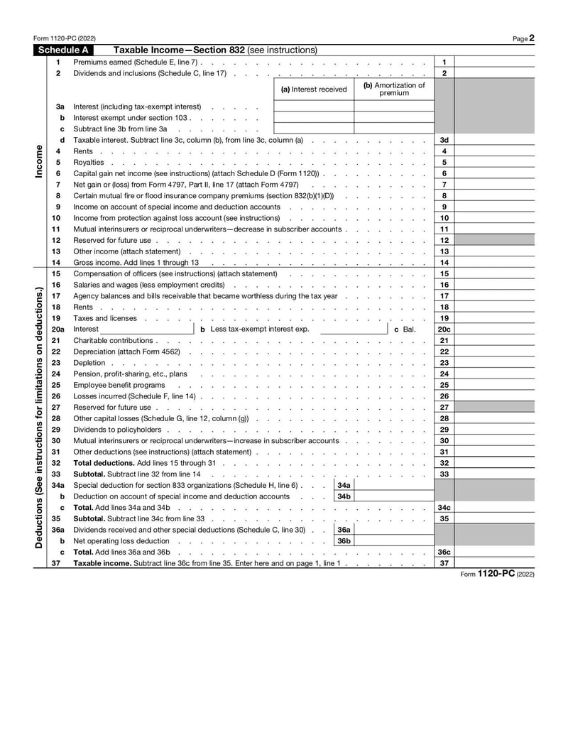 Large thumbnail of Form 1120-PC - Jan 2022