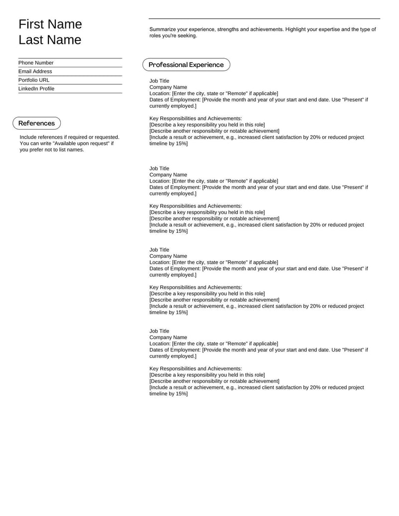 Portfolio Template for compiling and presenting your best work