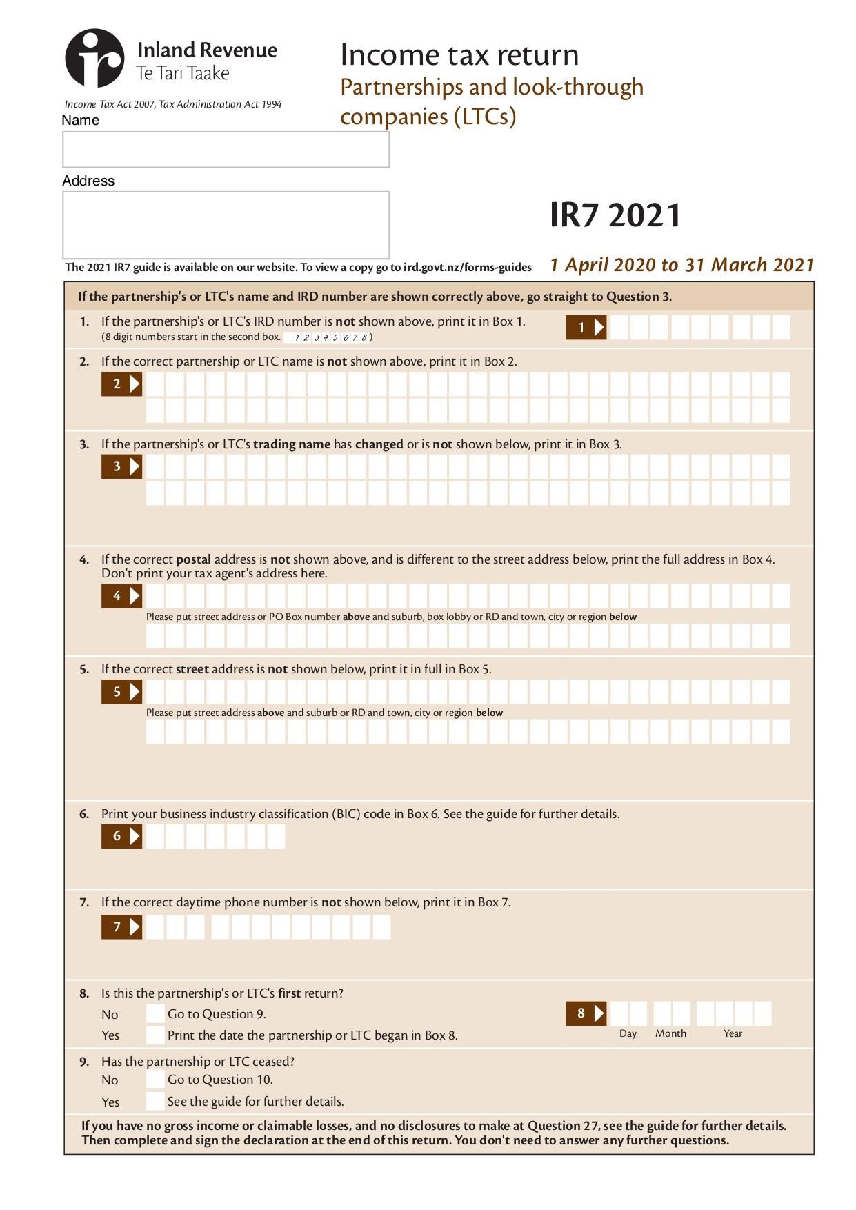 Form IR7 | Fill and sign online with Lumin