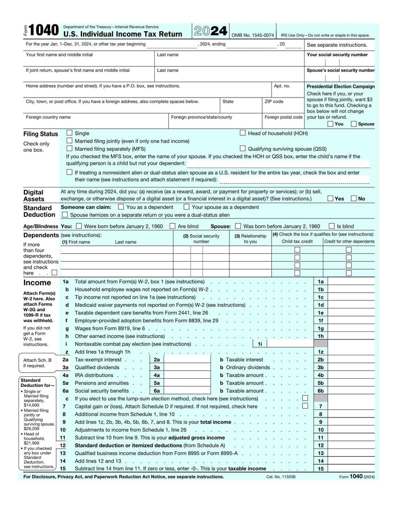 Large thumbnail of Form 1040 - 2024