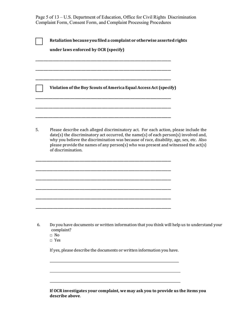 Large thumbnail of OCR Discrimination Complaint Form - Jul 2022
