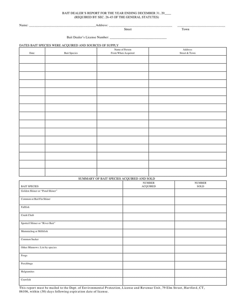 Large thumbnail of Connecticut Bait Dealer's Report
