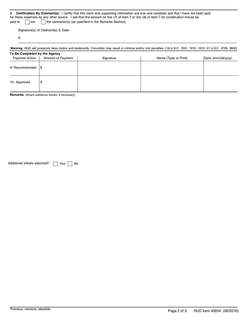 Large thumbnail of Claim Form for Moving Expenses - Jun 2016