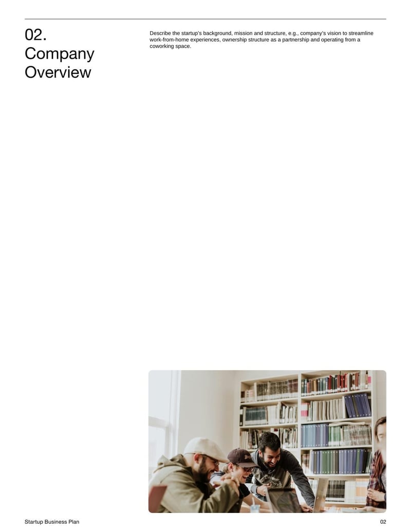 Startup Business Plan for presenting the business model, market research and growth strategy of a new venture