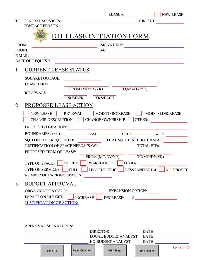 Large thumbnail of DJJ Lease Initiation Form - Jun 2013