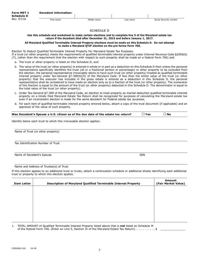 Large thumbnail of Maryland Estate Tax Return - Sep 2017