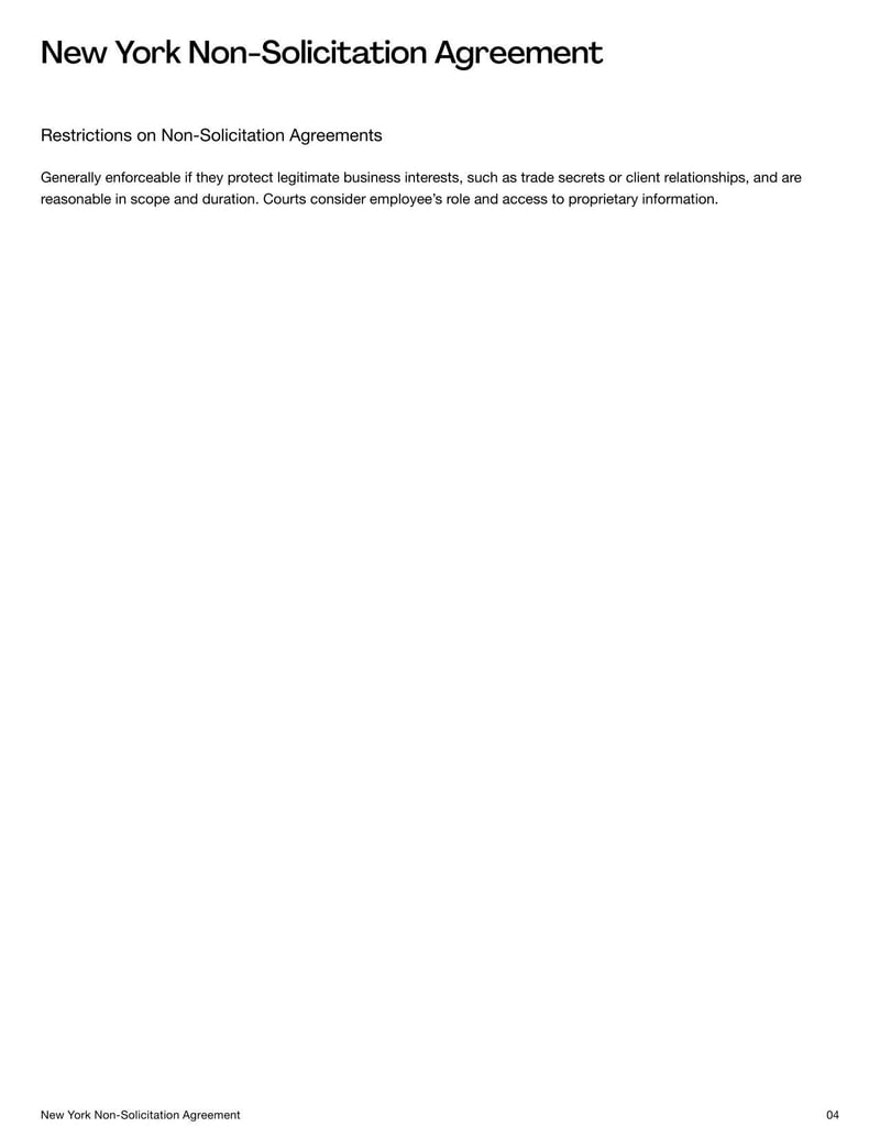 Non-Solicitation Agreement New York for preventing the solicitation of employees or clients under New York legal guidelines