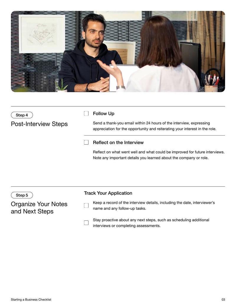 Interview Preparation Checklist for helping candidates get ready for upcoming job interviews
