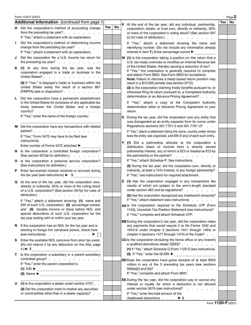 Large thumbnail of Form 1120-F - Jan 2022
